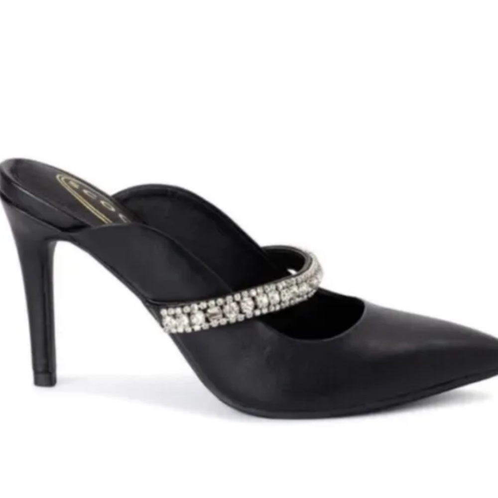 Scoop NYC Women’s Rhinestone Black Slip On Heels Shoes Size 9 NEW - Picture 2 of 6